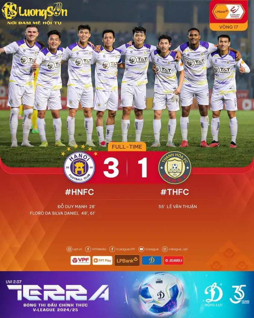 Hà Nội đánh bại Thanh Hóa với tỷ số chung cuộc 3-1